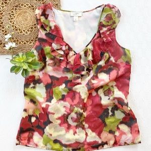 Ann Taylor LOFT Floral Sleeveless Blouse S
